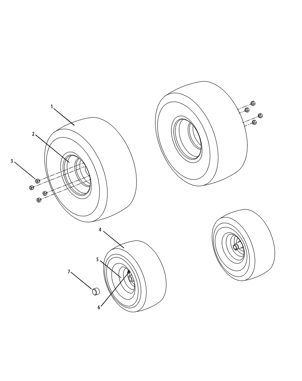 Wheel Assembly Diagram and Parts List for GT1554VT 14VR13CK009-14VR13CK010 Cub Cadet Lawn Tractor